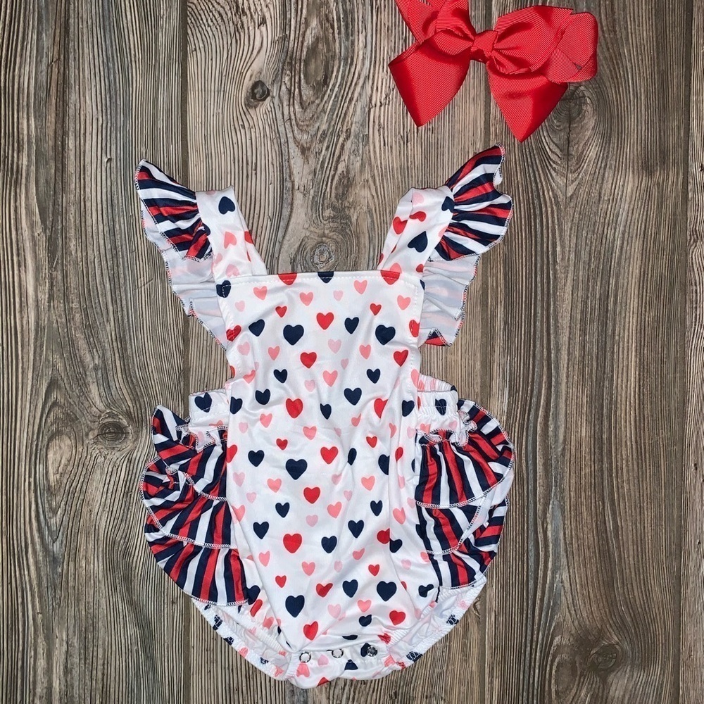 Pete + Lucy Ruffle Romper with Hearts